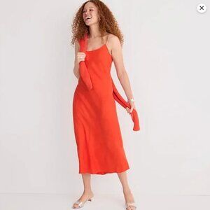 NWT J.Crew Gwyneth cupro-blend midi slip dress in ripe persimmon bright red
